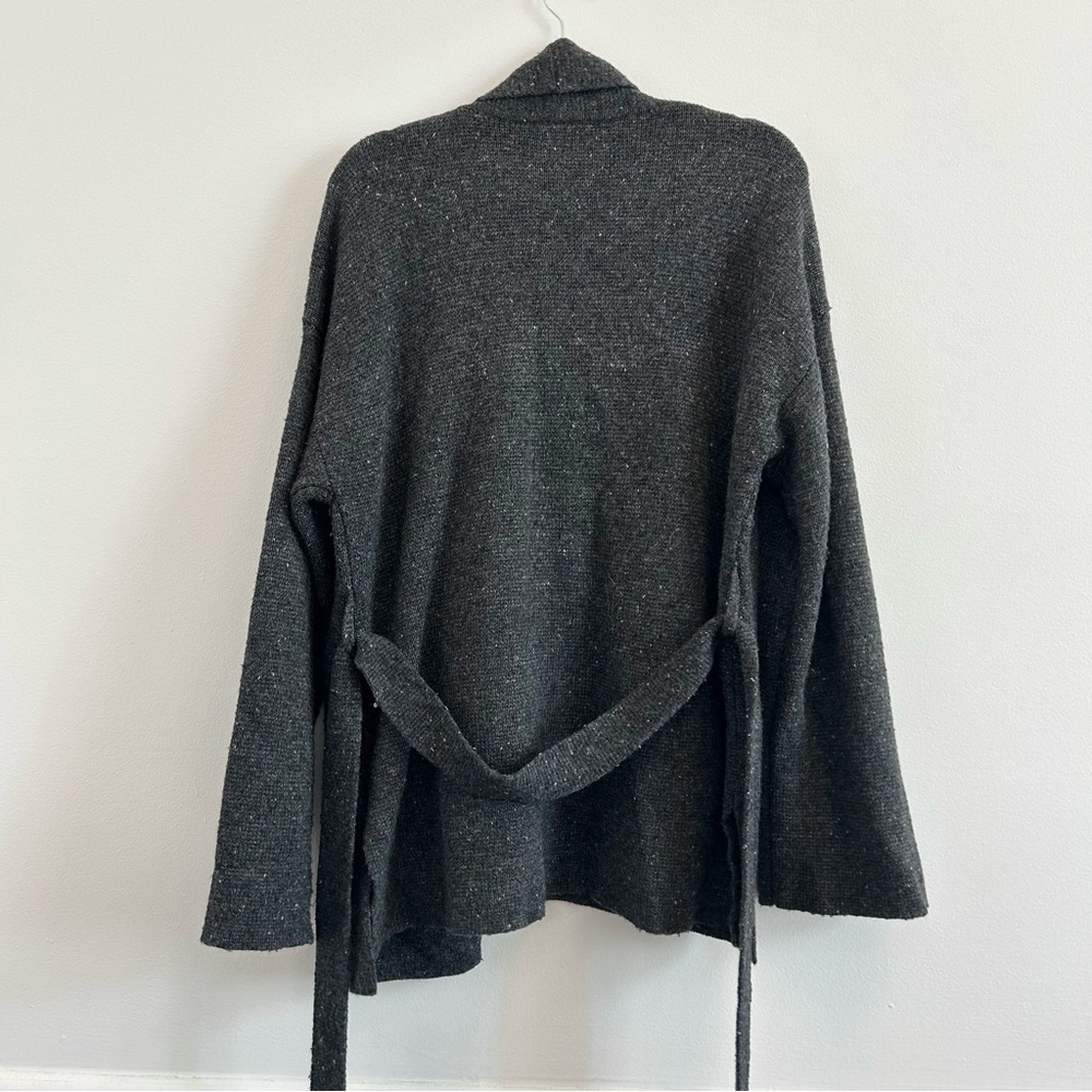Madewell Donegal Tie-Waist Cardigan Sweater in Donegal Thunder Heather Black - L - Picture 6 of 12